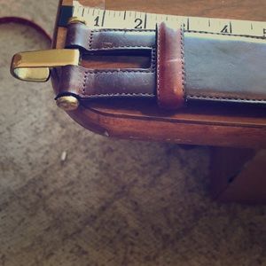 Thick leather brown belt with hook and ring hook M